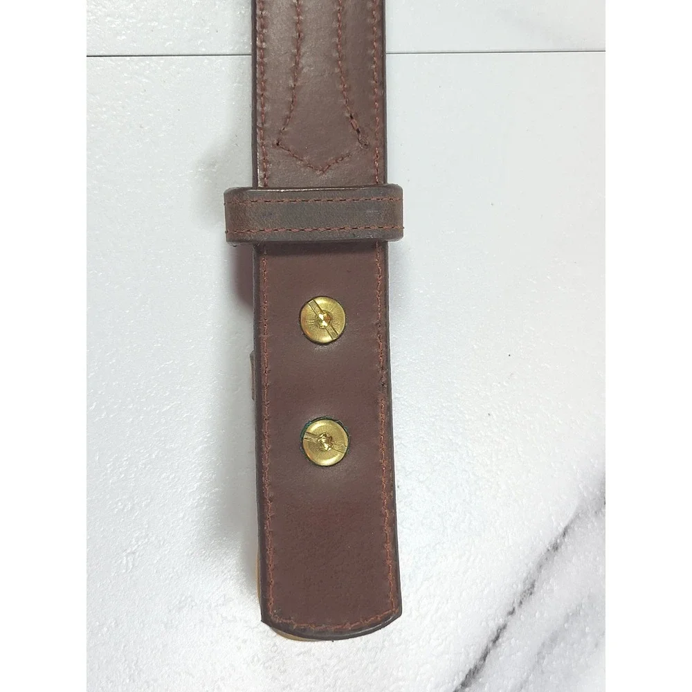 Schaefer Outfitter Mens Dark Brown‎ Leather Western Belt Brass Buckle 38 USA